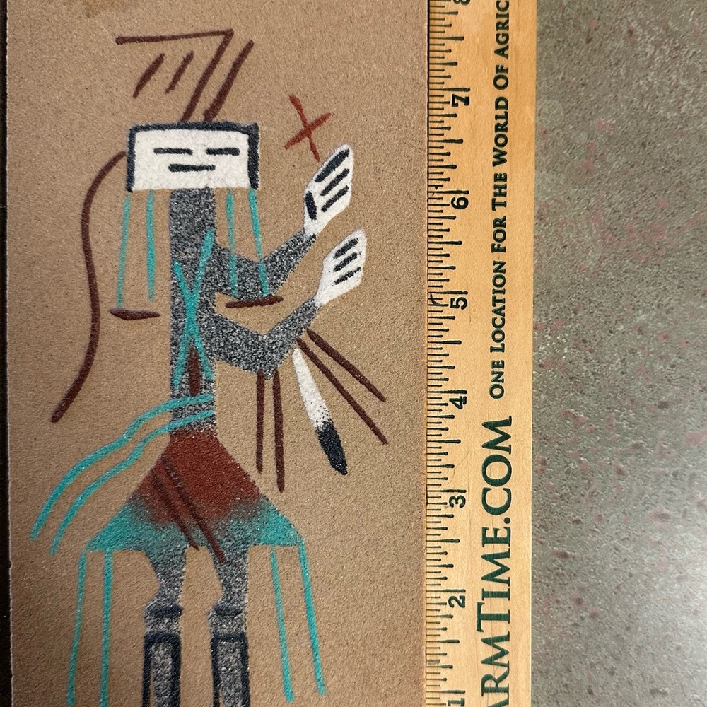 Native American Sand Art 4”x8” Signed by Artist - Picture 4 of 6